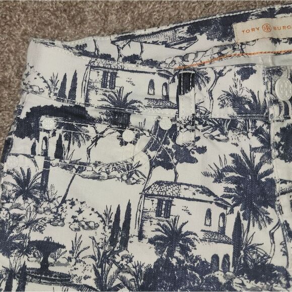Tory Burch Tropical Toile Print Straight Leg Crop Jeans Size 28 (6-8) - Picture 8 of 10